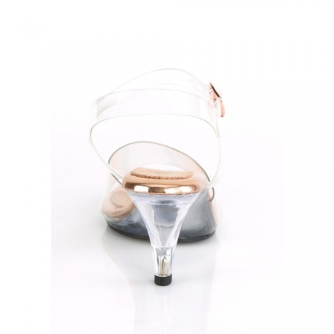Sandalias transparentes de tacón bajo combinadas con oro rosado - ¡HASTA LA TALLA 44! - Fabulicious Belle-308