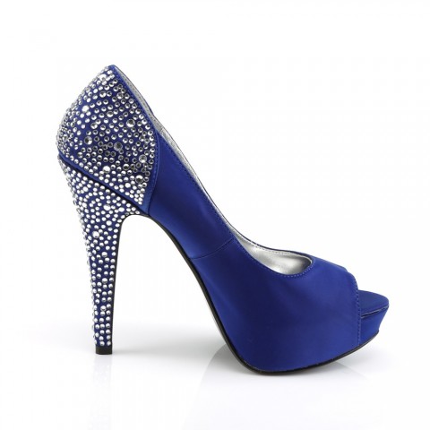 Zapatos azules de satén Peep toe Pump con la parte trasera de pedrería - Fabulicious Lolita-08