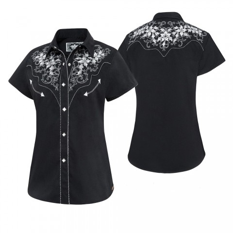 Camisa negra con bordados Isabel