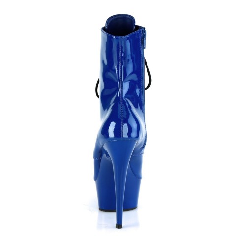 Botines de charol azul klein con cordones y plataforma - Pleaser Delight-1020