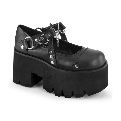 Zapatos negros Mary Jane de piel vegana con plataforma - Demonia Ashes-33