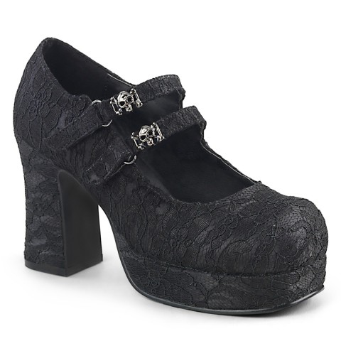 Zapatos Pin Up negros de charol con plataforma y lacito - Bordello Teeze-12