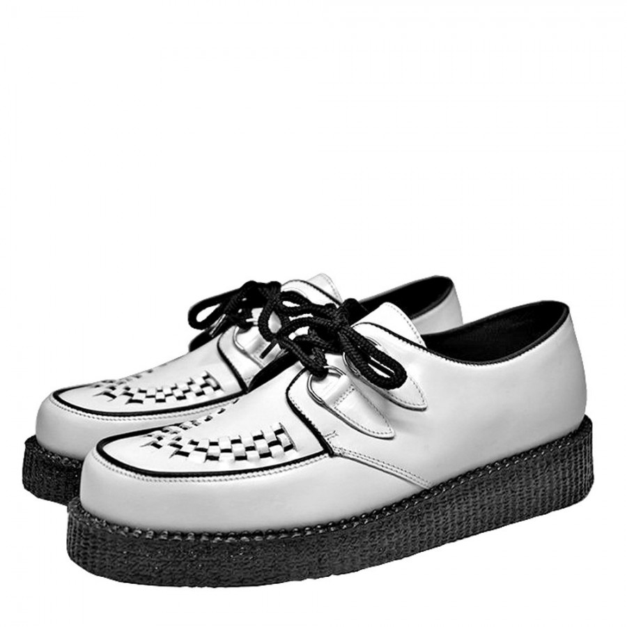 Industrial sala extinción Zapatos Creepers Steelground unisex blancos con cordones