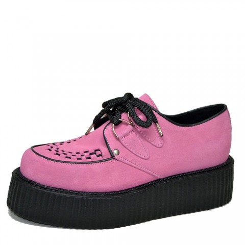 Zapatos Creepers Steelground unisex de ante rosa