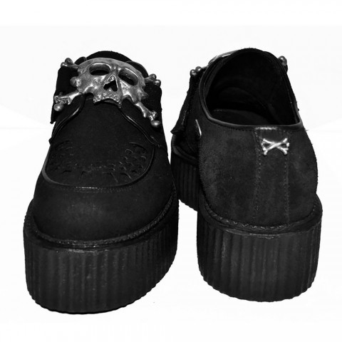 Zapatos Creepers Alchemy unisex de piel vegana negros con cierre de calavera Alchemy