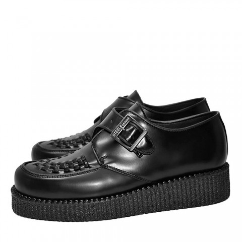 Zapatos Creepers Steelground Unisex negros con hebilla 