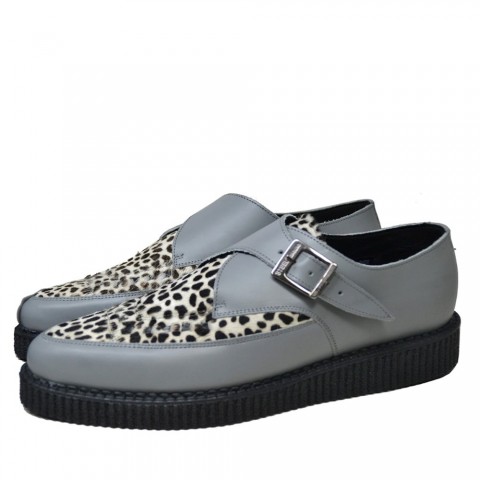 Zapatos Creepers Steelground unisex grises con leopardo
