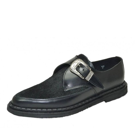 Zapatos Creepers Steelground unisex negros de punta con hebilla lateral