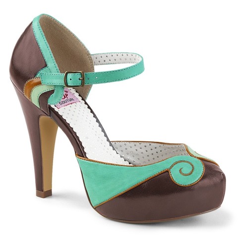 Zapatos Pin up Couture d'Orsay bicolor verde y marrón - Bettie-17