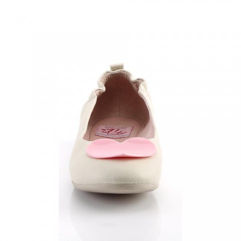 Bailarinas Pin up Couture en color crema con corazón rosa - Olive-05