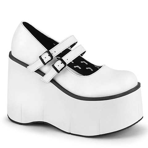 Zapatos blancos estilo Mary Jane con plataforma - Demonia Kera-08