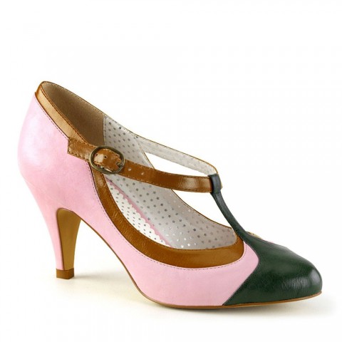 Zapatos Pin up Couture rosas con tacón bajo - Lulu-05