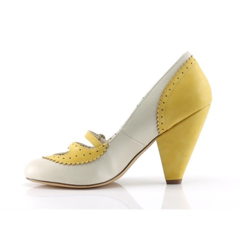 Zapatos Pin up Couture estilo oxford en blanco y amarillo con corazón - Poppy-18