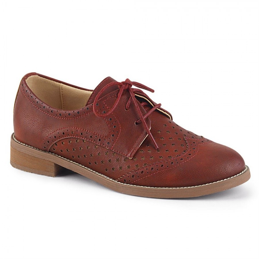 Zapatos Pin up Couture de estilo Oxford en marrón rojizo - Hepburn-26