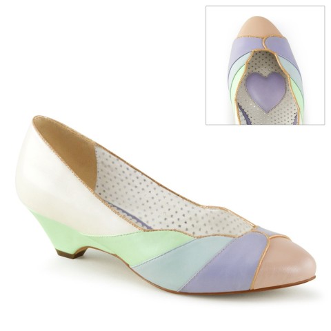 Zapatos Pin up Couture estilo vintage en tonos claros con diseño de concha - Lulu-05