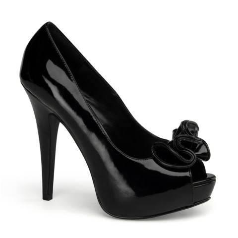 Zapatos Pin Up Couture Peep Toe de charol negro con detalle - Lolita-10