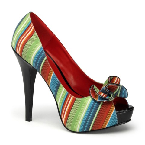Zapatos Pin Up Couture Peep Toe de rayas con detalle - Lolita-11