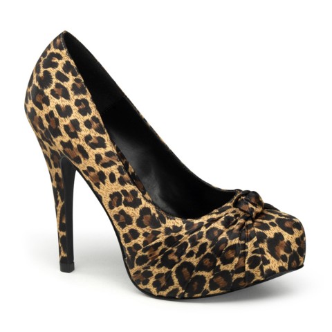 Zapatos Pin Up Couture Pump de satén de leopardo con nudo - Safari-06