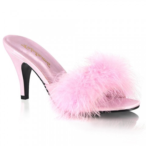 Zapatillas de satén y marabú en rosa Fabulicious - ¡HASTA LA TALLA 46! - Amour-03