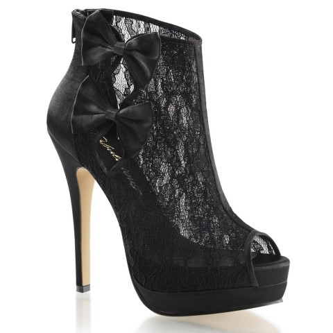 Zapatos botines de encaje negro con doble lazo - Fabulicious Bella-28